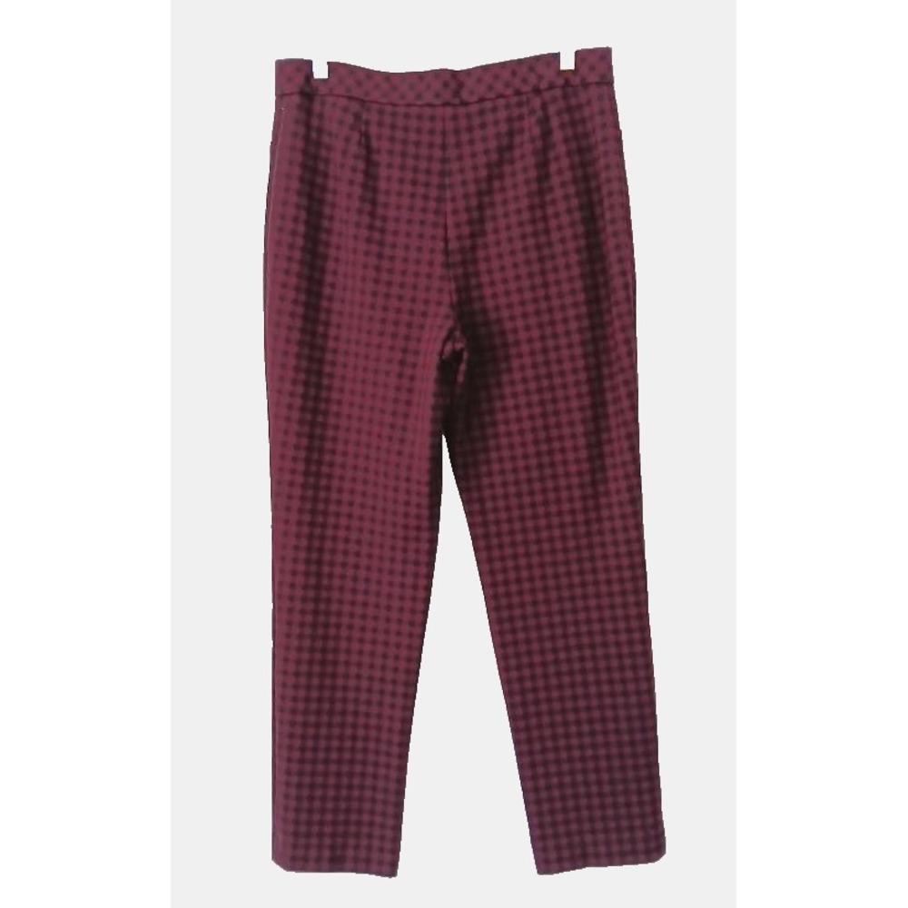J. Jill Pants Womens Medium Burgundy Black Ponte Slim Leg Stretch Plaid Gingham - Picture 3 of 10